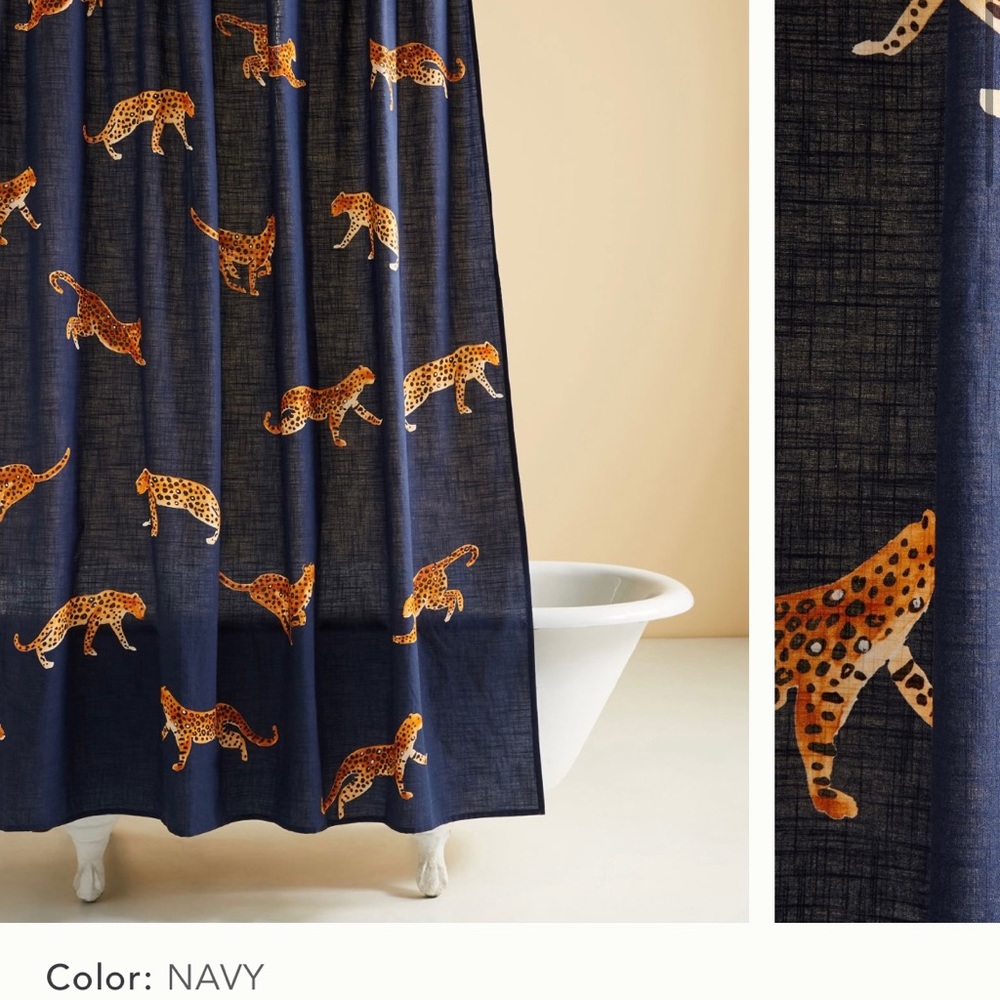Anthropologie Animal Print Shower Curtain 72”